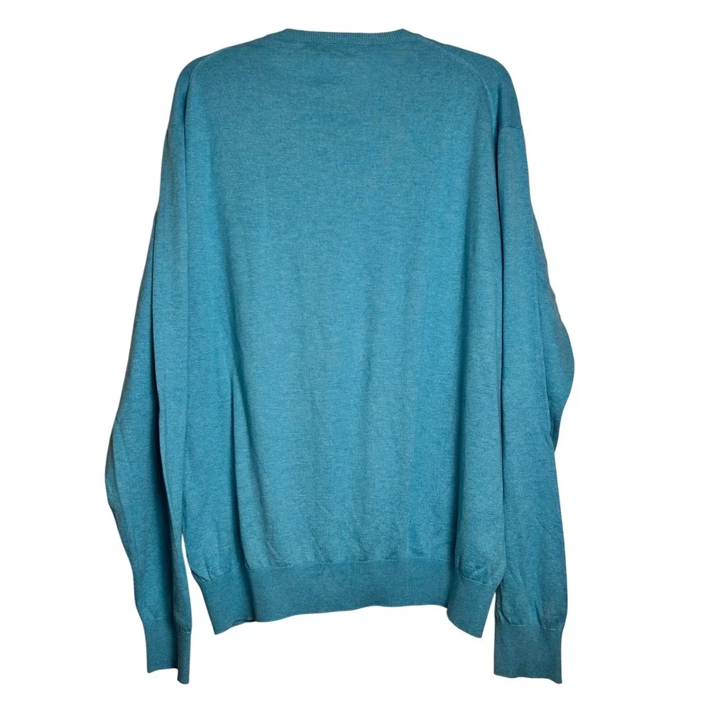 Peter Millar Crown Soft Turquoise Blue Cotton Silk Crew Neck‎ Sweater Mens XL